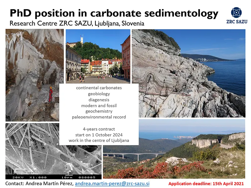 PhD candidate to work at the Institute of Palaeontology at the Research Centre of the Slovenian Academy of Sciences & Arts (ZRC SAZU) in Ljubljana