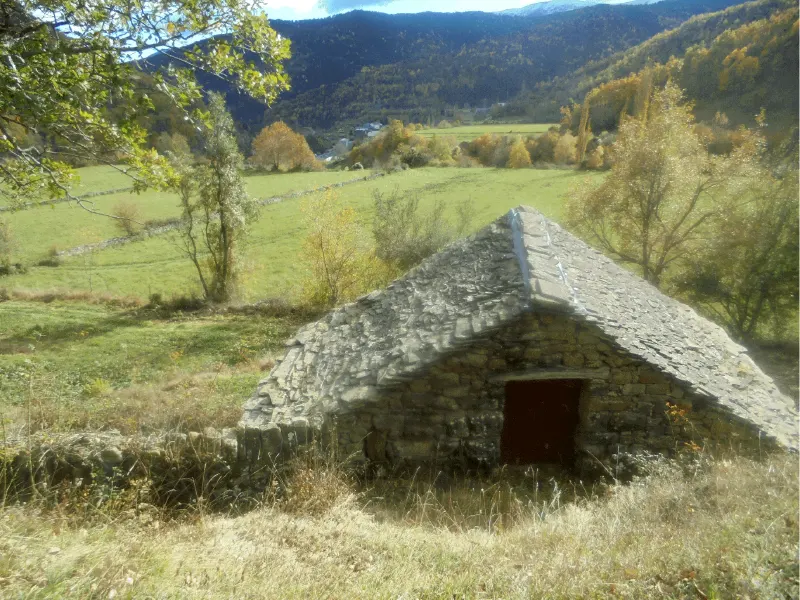 Linàs de Broto vist des de la vall de Soasso (reserva de la Biosfera Ordesa-Viñamala, Osca, imatge Valentí Turu, 4-11-21)